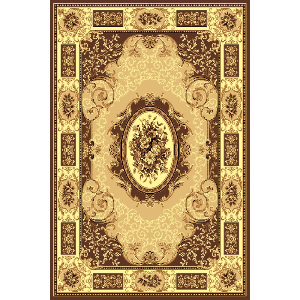Covor clasic Gold 242/12, polipropilena BCF, bej-maro, 60 x 110 cm