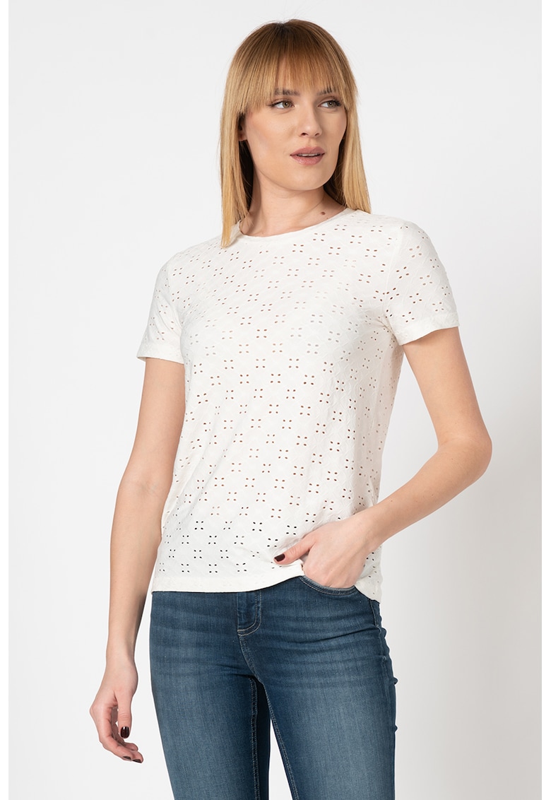 Tricou cu perforatii Cathinka - Alb
