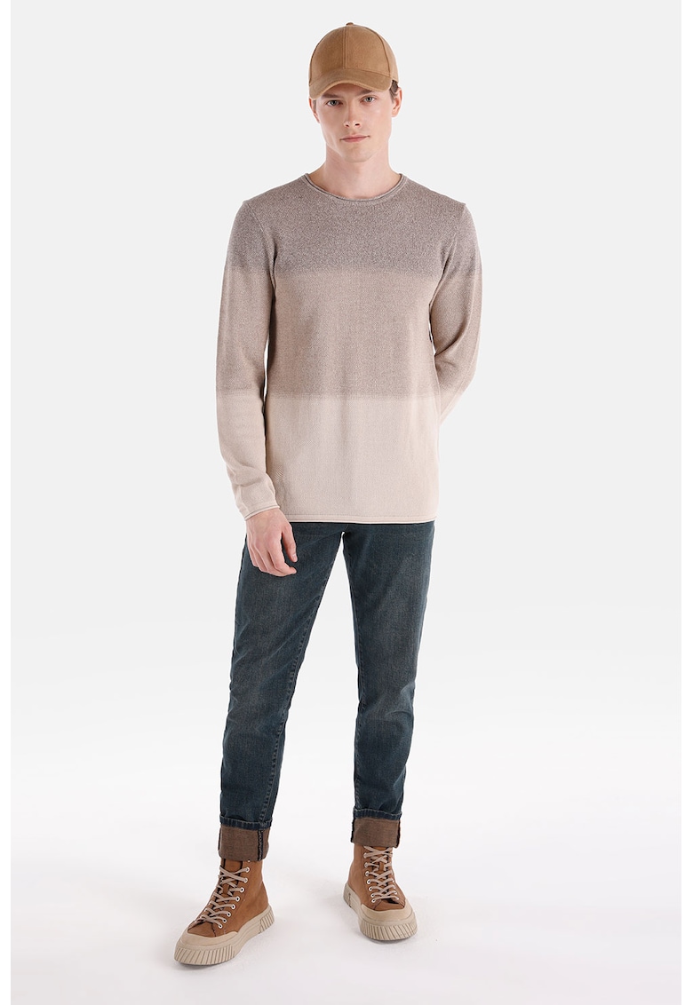 Pulover cu decolteu la baza gatului - din bumbac - Bej