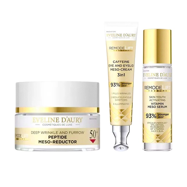 Set Eveline D’Aury 50+ - Remodelift Therapy - cu Crema de fata 50 ml - Ser vitaminizant 30 ml si Crema pentru ochi si pleoape 20 ml