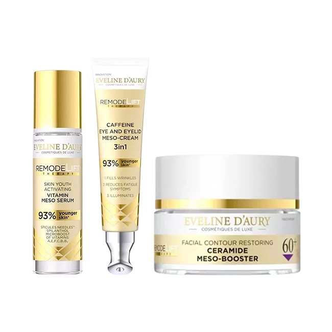Set Eveline D’Aury 60+ - Remodelift Therapy - cu Crema de fata 50 ml - Ser vitaminizant 30 ml si Crema pentru ochi si pleoape 20 ml