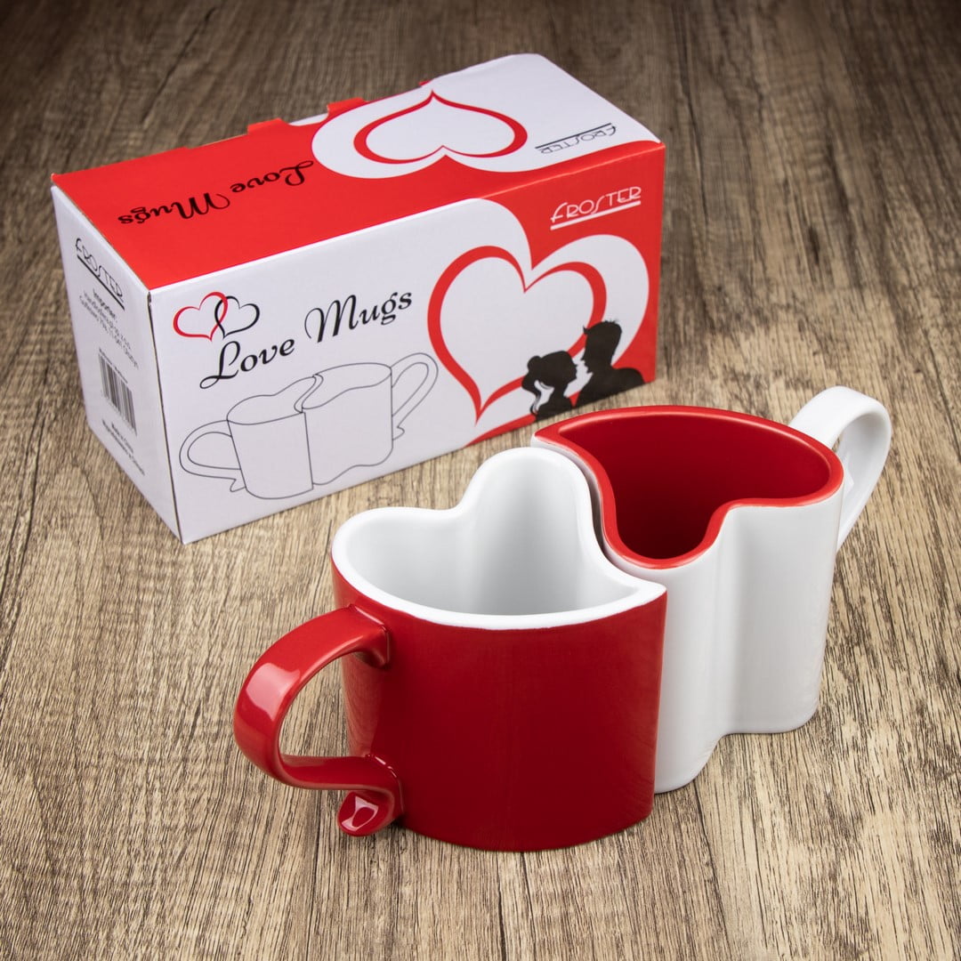 Set 2 x Cani Romantice Inimi pentru Cuplu