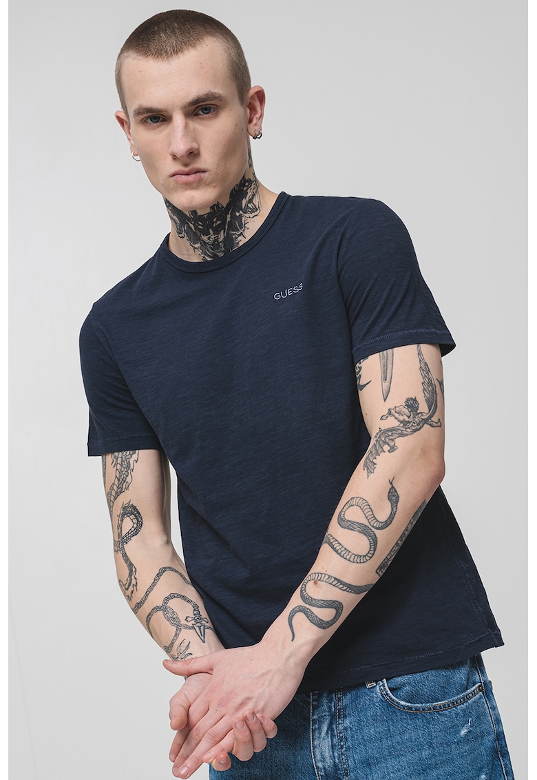 Tricou uni din bumbac, Bleumarin