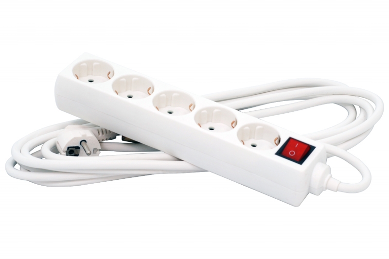 Priza cu prelungitor, 5 prize, 1.8m,  Spacer Defender "PP-5-18"