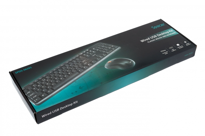 WIRED KIT SPACER USB QWERTY keyboard + optical mouse combo "SPDS-S6201" (include timbru verde 0.01 lei)