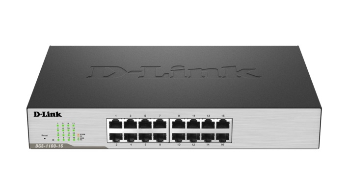 Switch Smart 16 port-uri Gigabit.  plus 2 sloturi Combo Gigabit/SFP, 11inch 1U rack-mountable, D-LINK (DGS-1100-18)