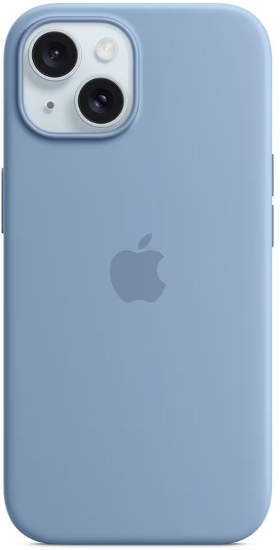 Apple Protectie pentru spate, material silicon, cu MagSafe pentru iPhone 15 Plus, culoare Winter Blue