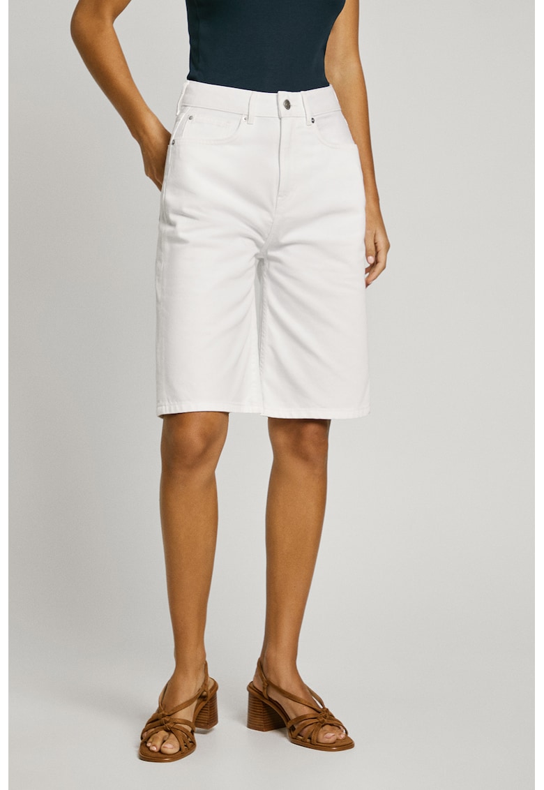 Blugi scurti cu talie medie - Alb