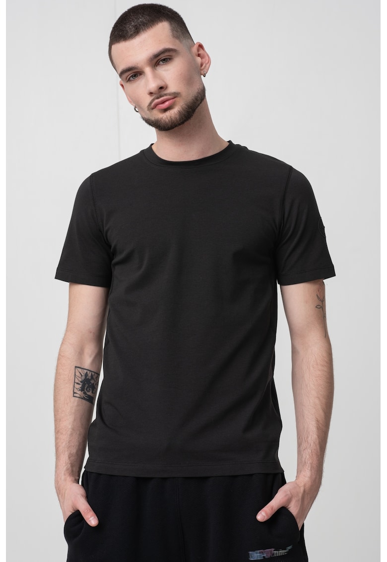 Tricou uni cu decolteu la baza gatului, Negru