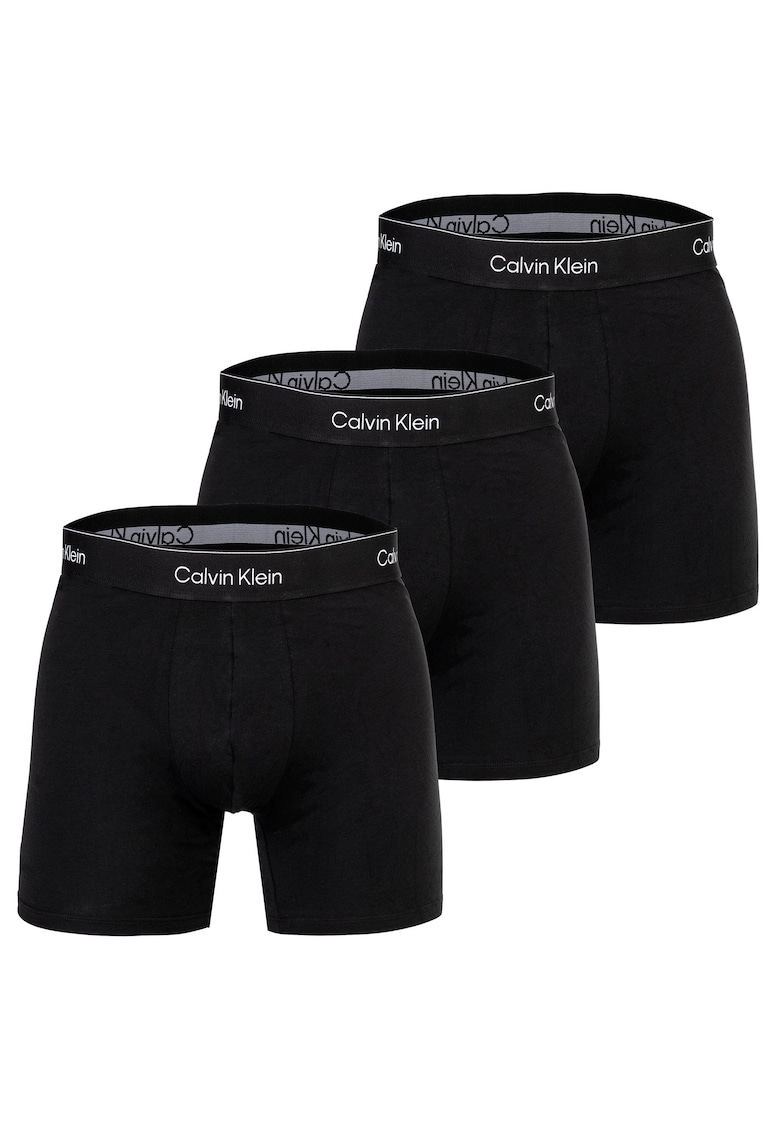 Set de boxeri cu banda logo in talie - 3 perechi - Negru