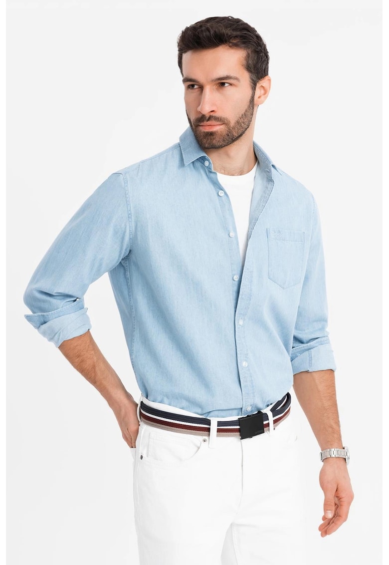 Camasa slim fit din bumbac - Albastru deschis