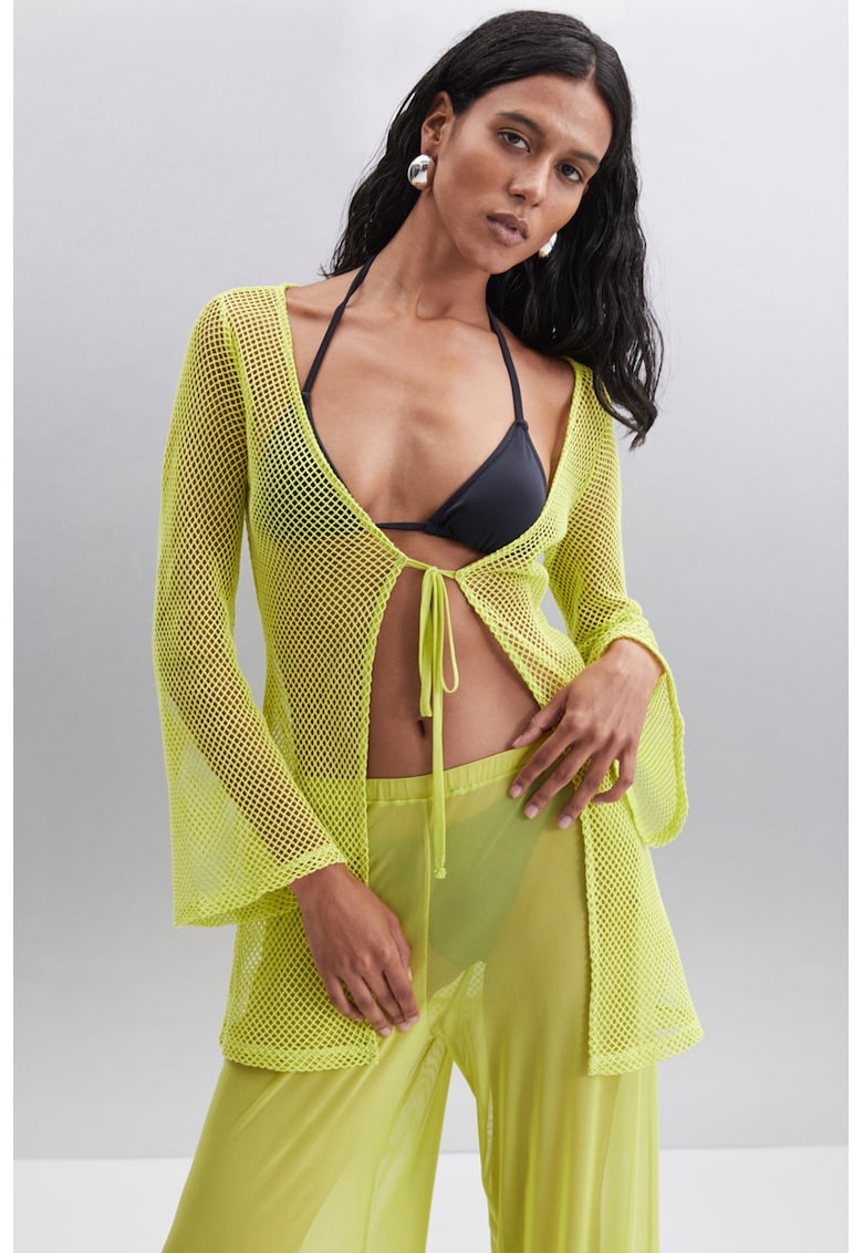 Bluza din plasa cu maneci lungi - Verde lime
