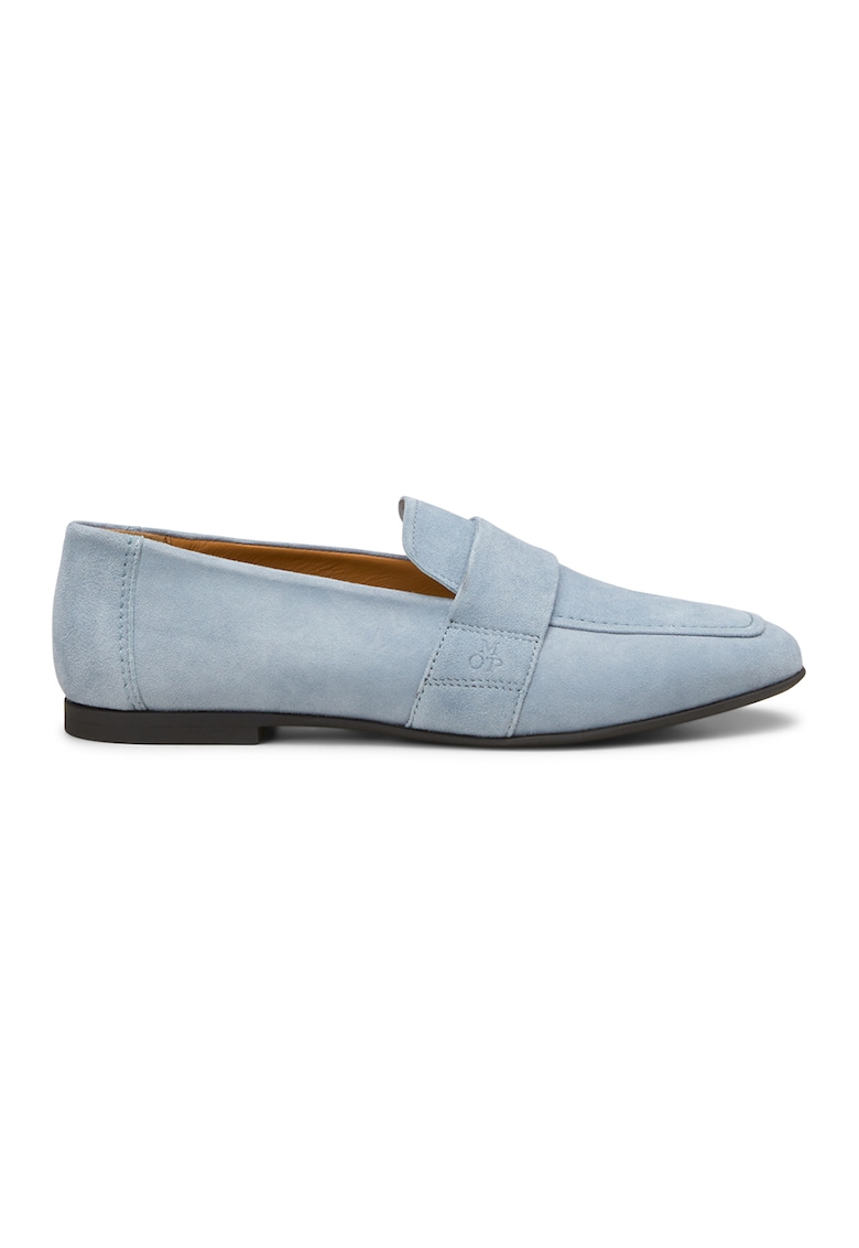 Pantofi loafer de piele intoarsa cu varf rotund - Albastru deschis