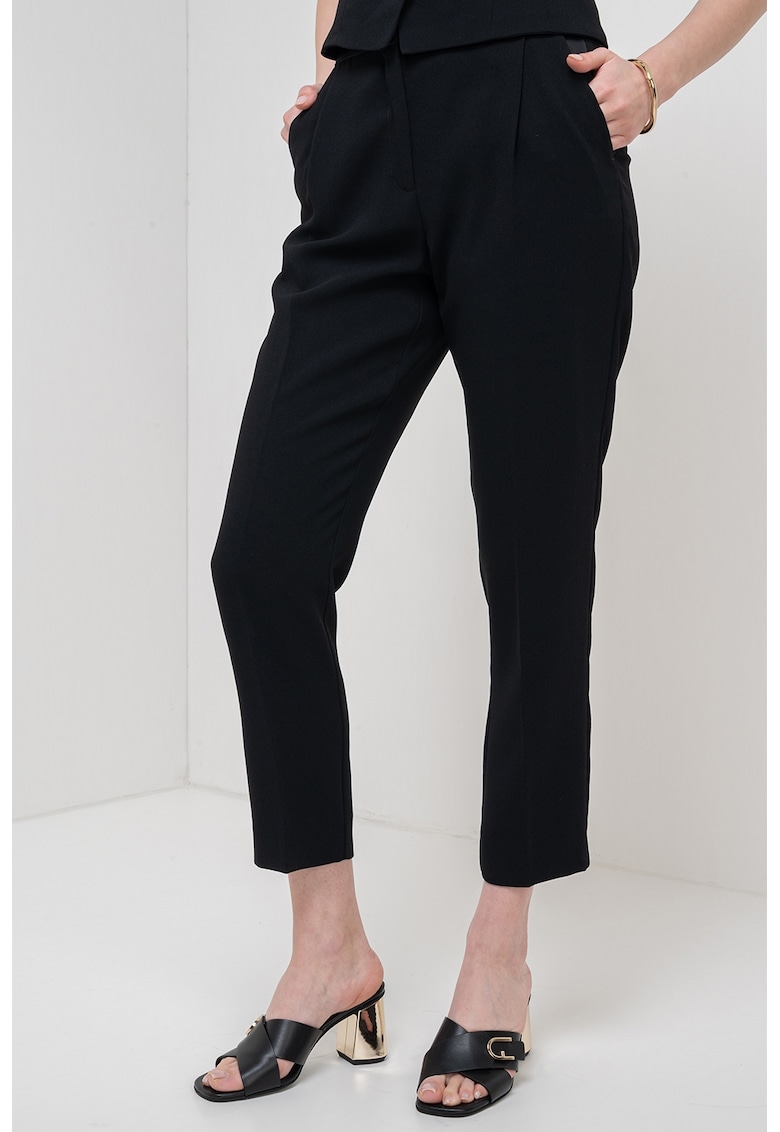 Pantaloni crop cu talie inalta - Negru