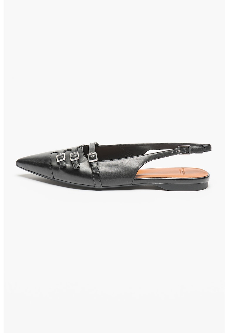 Balerini slingback din piele - Negru