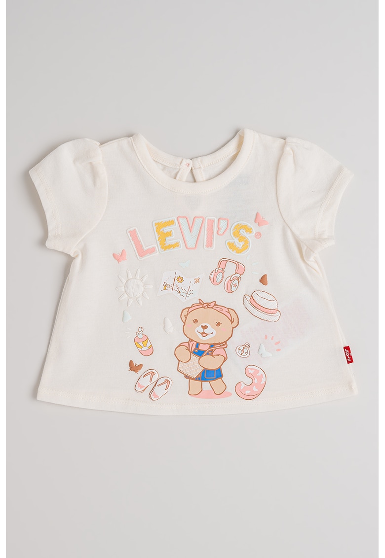 Tricou cu decolteu la baza gatului si imprimeu - Roz