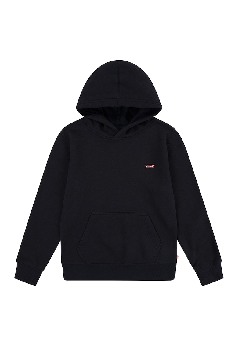 Hanorac din amestec de bumbac cu buzunar kangaroo - Negru