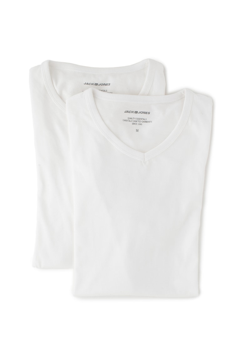 Set de tricouri cu decolteu in V Basic - 2 piese - Alb