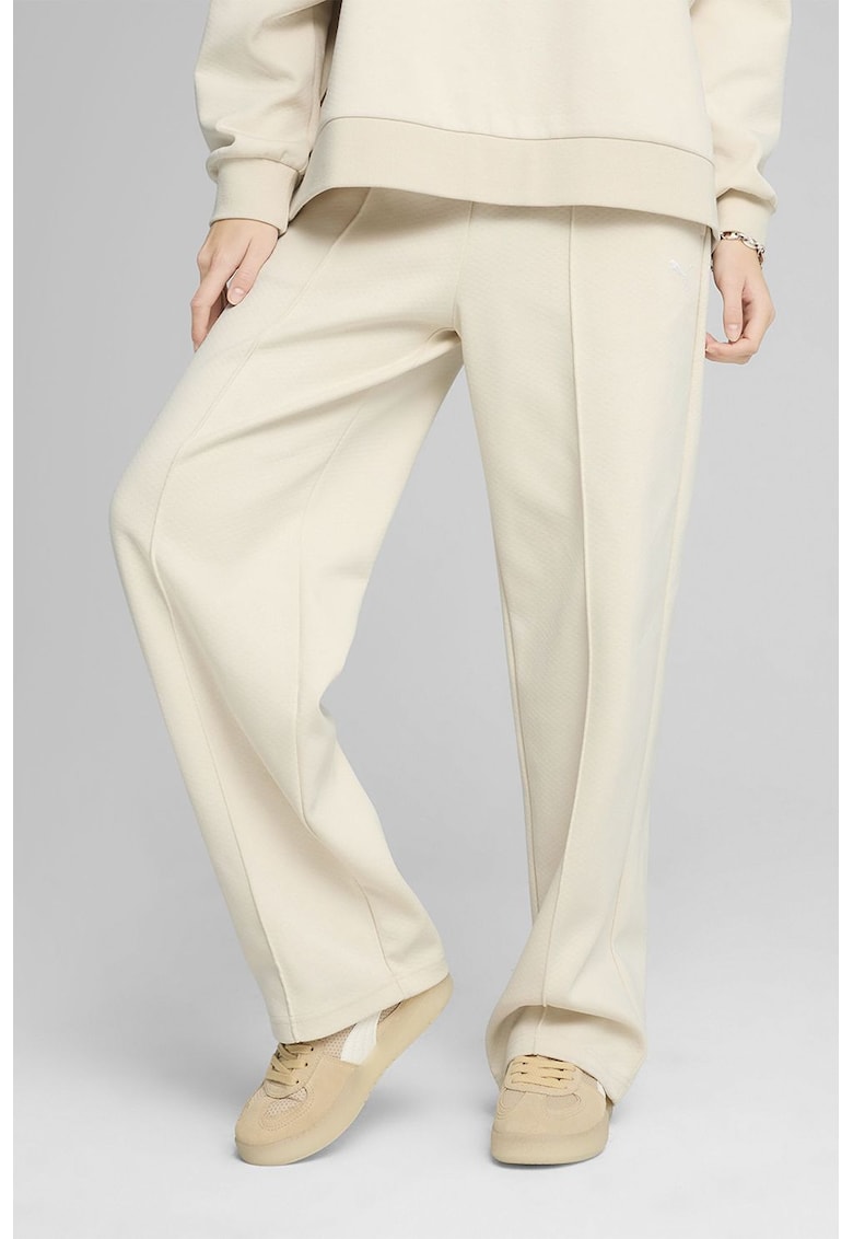 Pantaloni drepti cu logo - Bej deschis