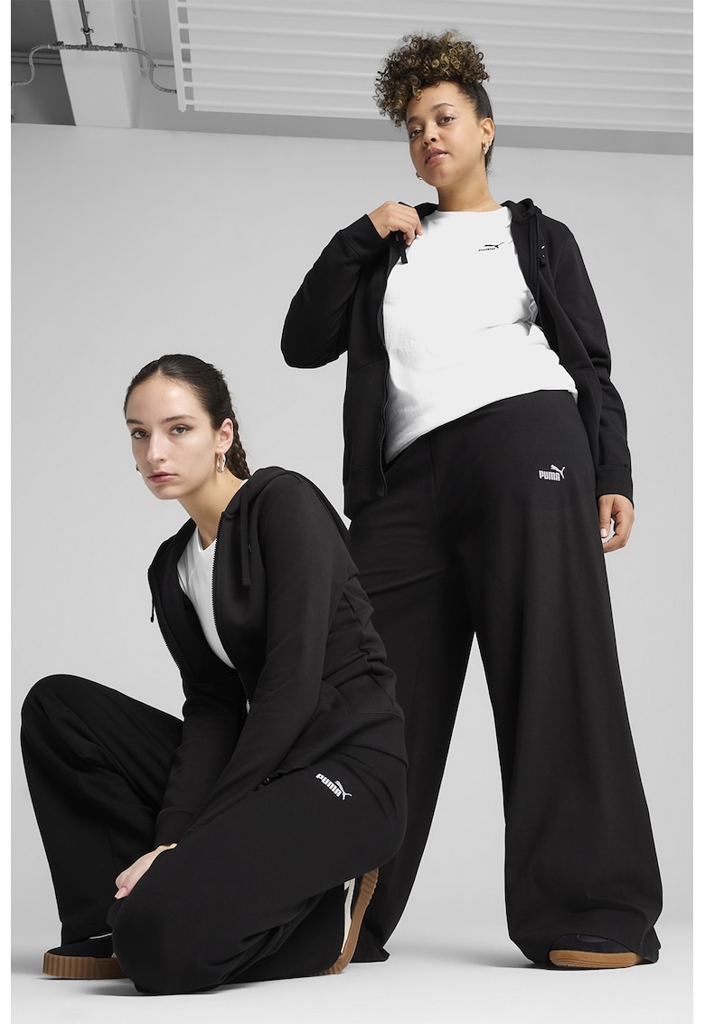 Pantaloni de trening cu croiala ampla si detaliu logo - Negru