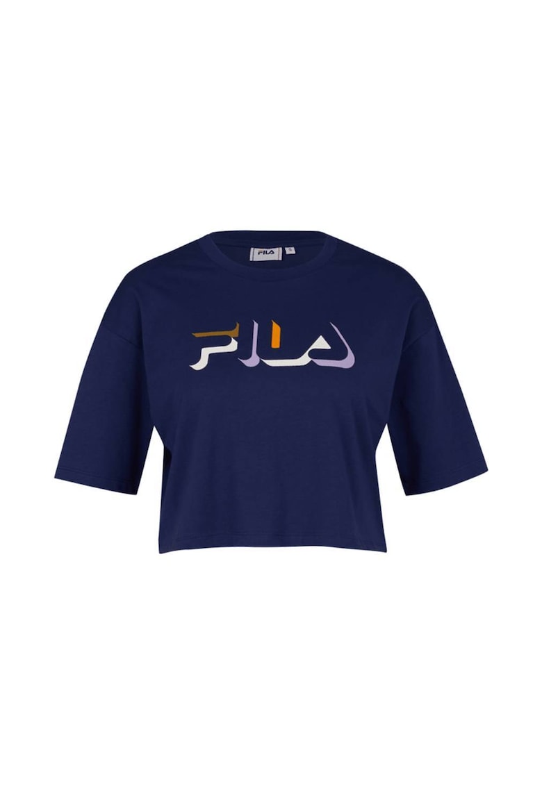 Tricou crop cu logo - Albastru