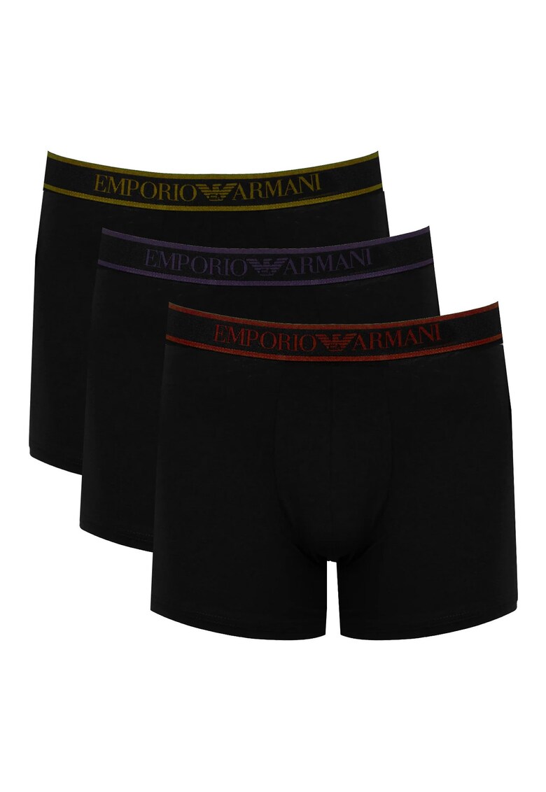 Set de boxeri cu logo pe banda elastica - Negru -