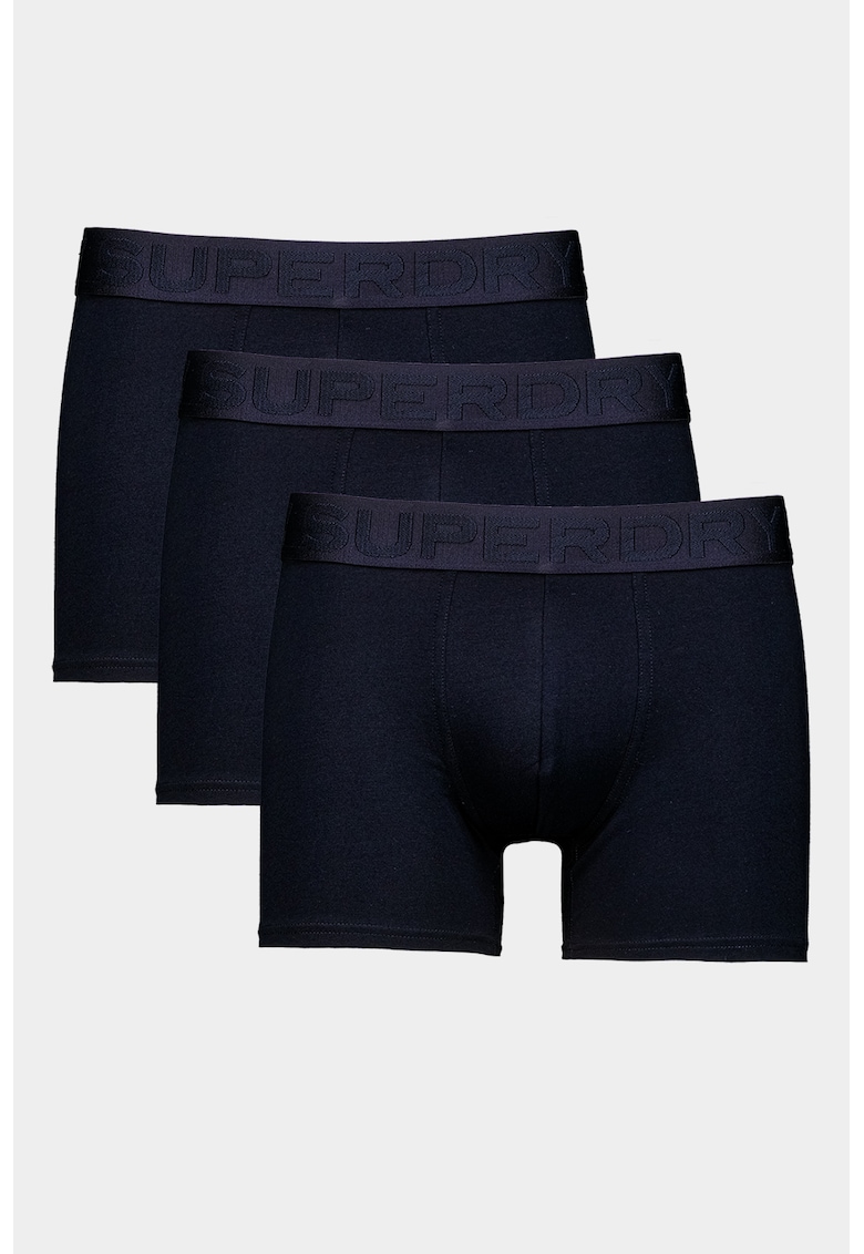 Set de boxeri din amestec de bumbac cu banda logo in talie - 3 perechi - Negru