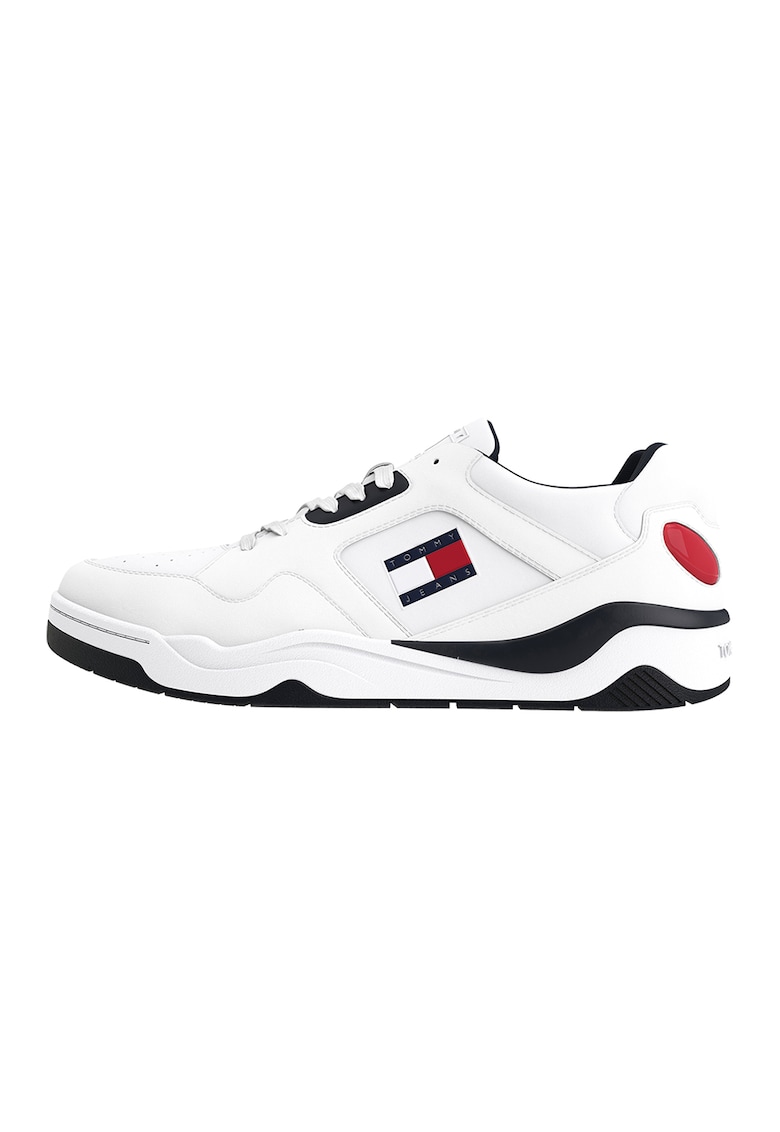 Pantofi sport de piele cu logo - Alb murdar