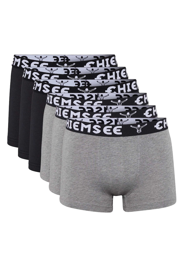 Set de boxeri cu banda logo in talie - 6 perechi - Negru/Gri
