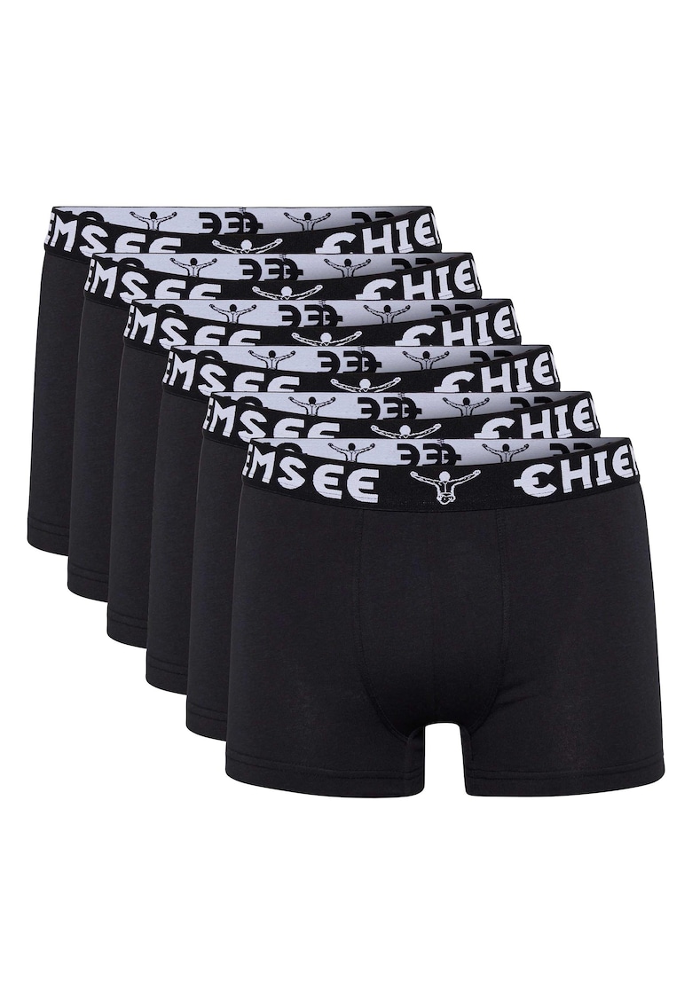 Set de boxeri cu banda logo in talie - 6 perechi - Negru
