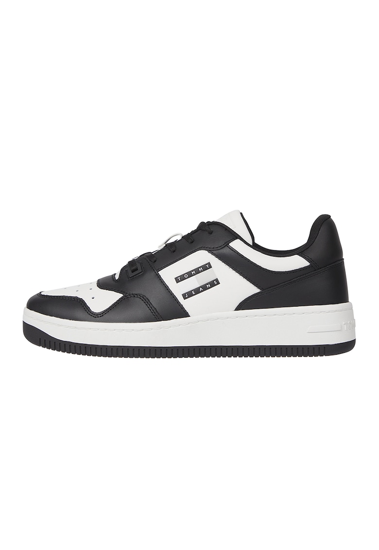 Pantofi sport de piele cu model colorblock - Negru