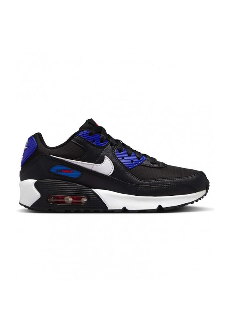 Pantofi sport de piele ecologica si material textil Air Max 90 - Negru/Albastru royal