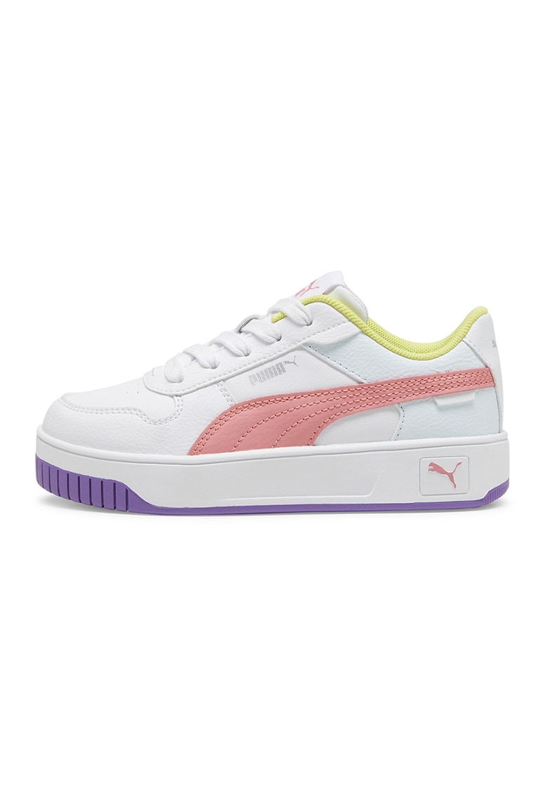 Pantofi sport de piele ecologica Carina Street - Alb/Coral