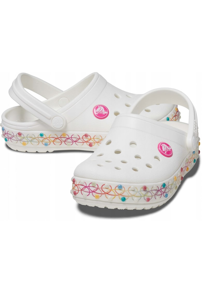 Saboti Copii - Crocband Stretch Necklace Clog Kids - Alb