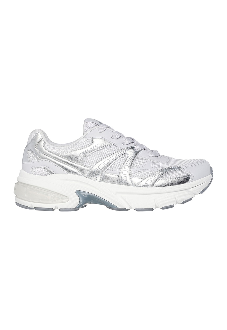 Pantofi sport din material textil cu segmente din piele ecologica Shadow - Alb/Argintiu