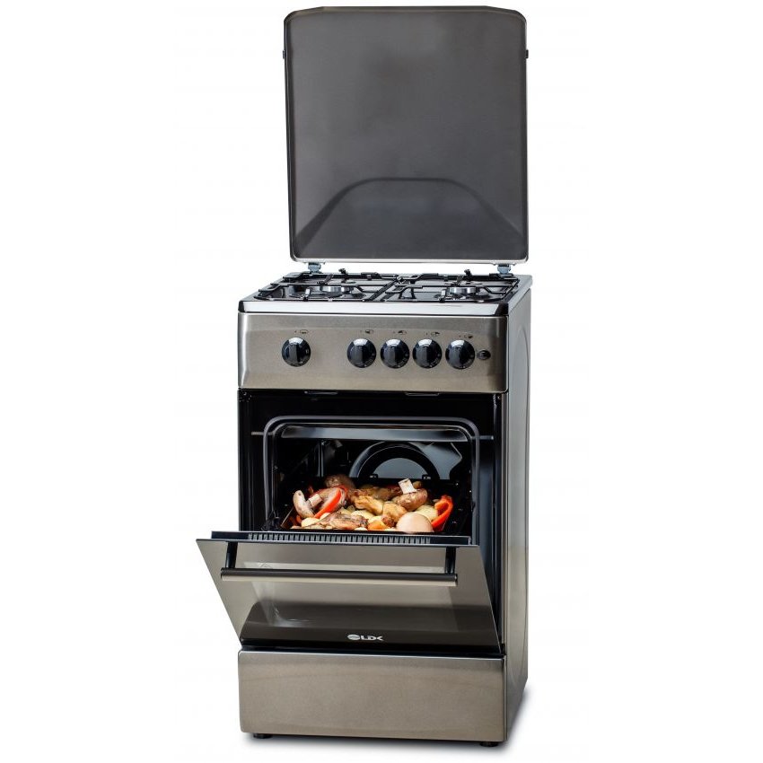 Aragaz Gaz 4 Arzatoare Siguranta Aprindere Electrica Capac Metalic 50x60cm Gri