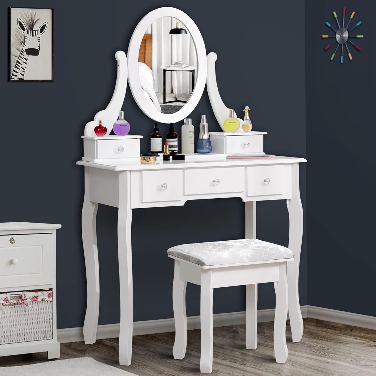 SEA29 - Set Masa alba toaleta cosmetica machiaj oglinda masuta vanity