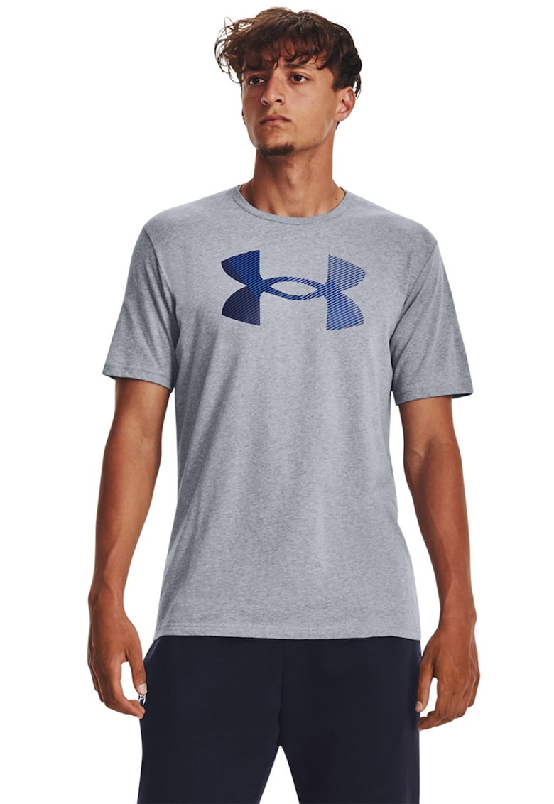 Tricou lejer cu imprimeu logo - pentru fitness - Gri melange