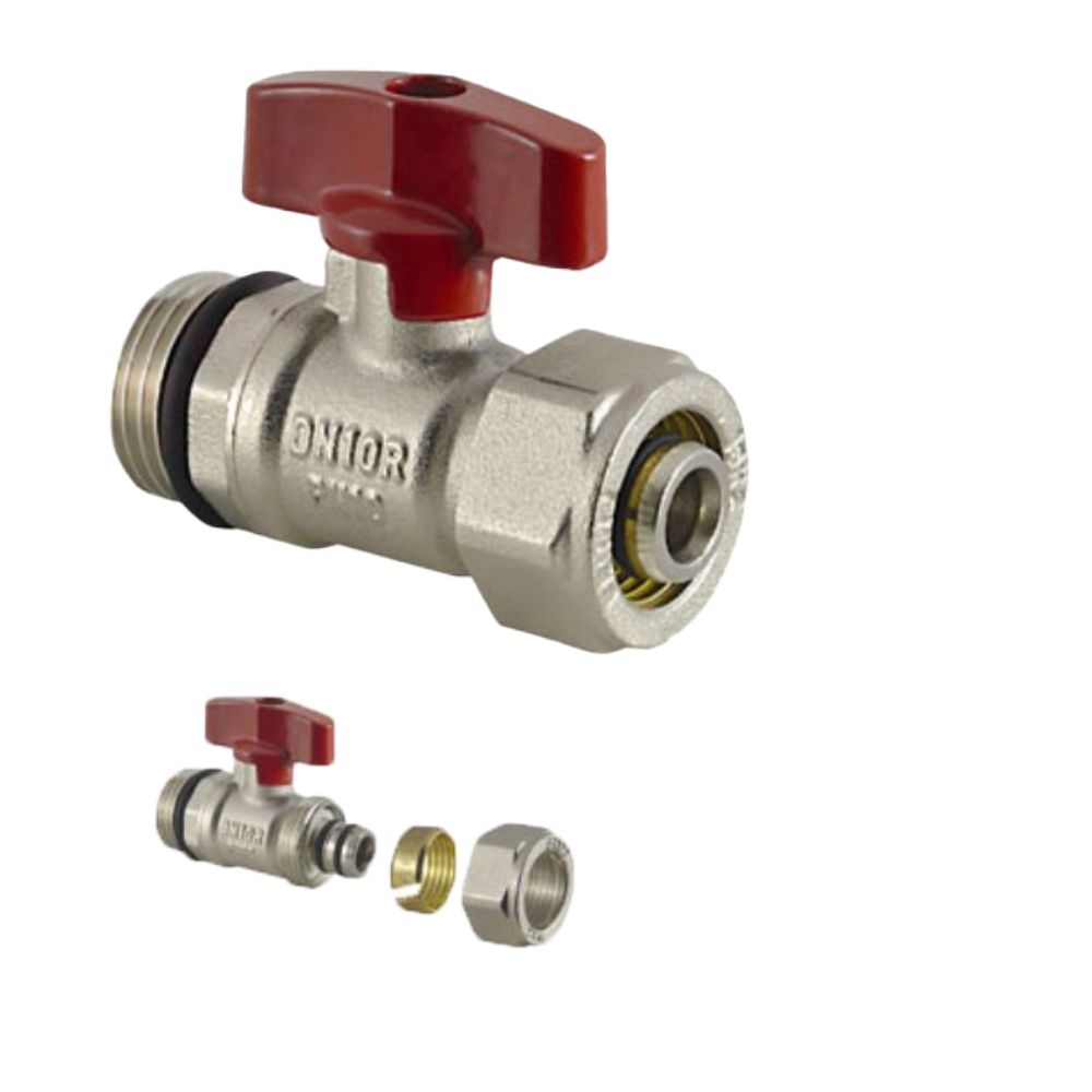 Robinet cu bila KPEX16 Ferro, alama, rosu, 1/2