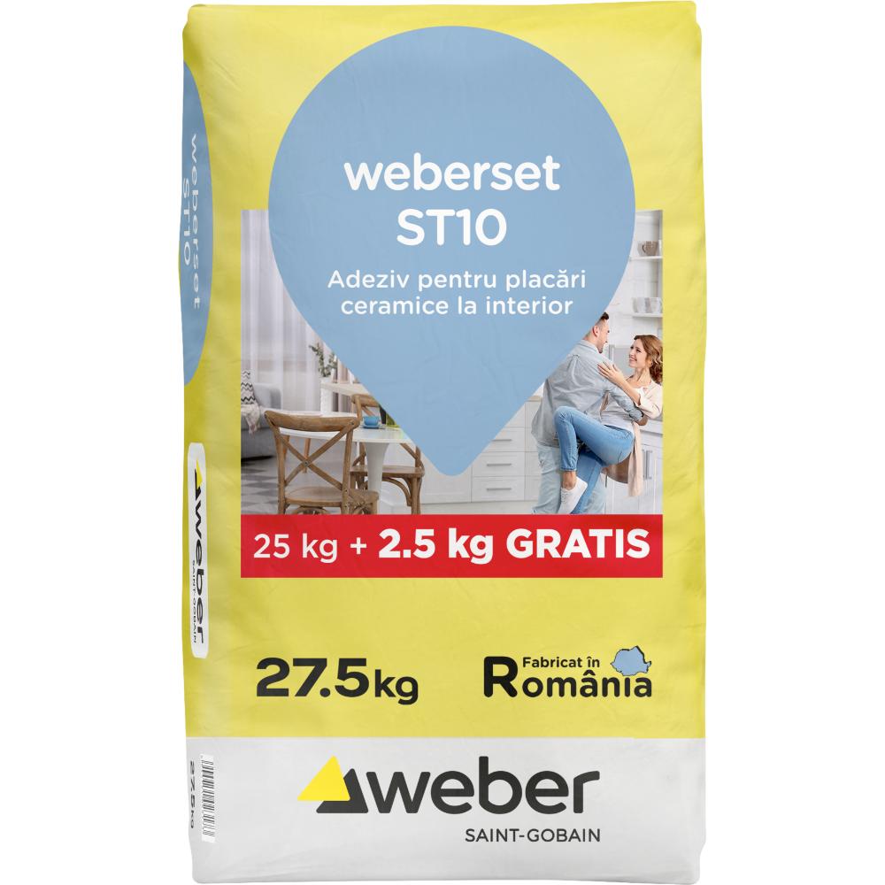 Adeziv pentru placari ceramice Weber set ST10, interior, gri, 25 kg + 2.5 kg Overfill