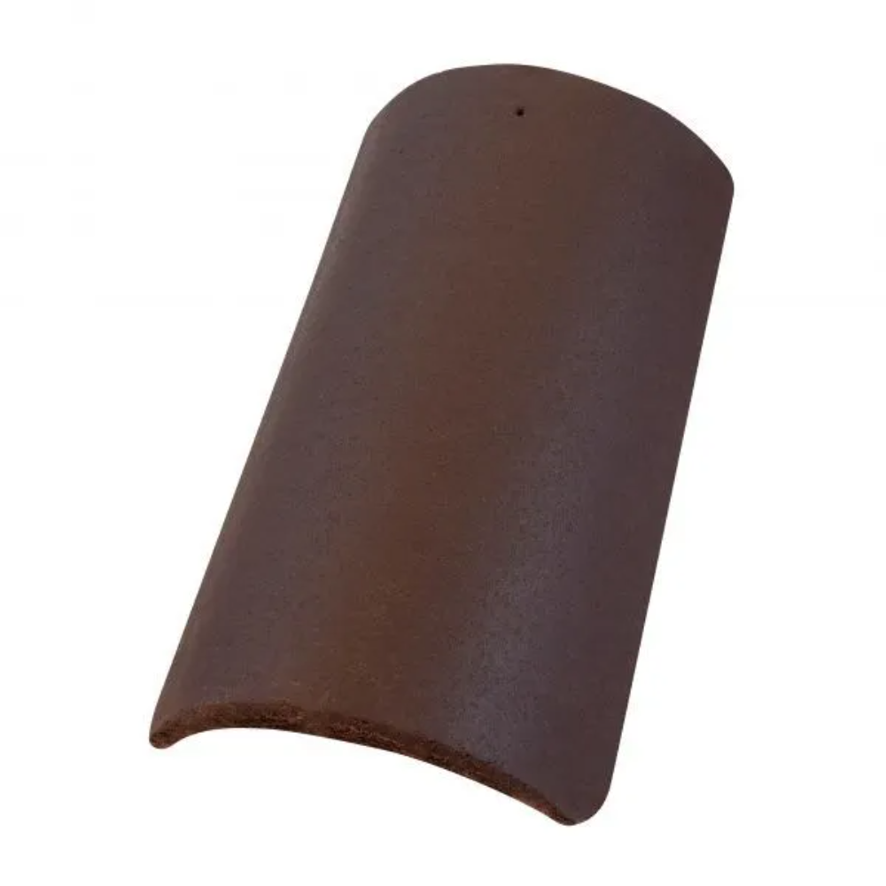 Set tigla de coama beton Terran Danubia, clema de prindere, Color System, maro, 250 x 420 mm