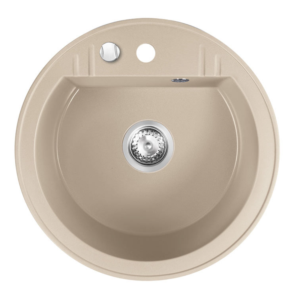 Chiuveta bucatarie Ferro Mezzo DRGM1/51SA, granit, bej, rotunda, adancime 17,9 cm, 51 cm