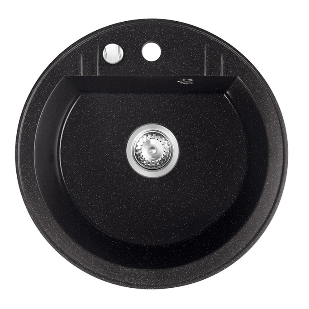 Chiuveta bucatarie Ferro Mezzo II DRGM1/51HA, granit, negru, adancime 17.9 cm, diametru cuva 51 cm