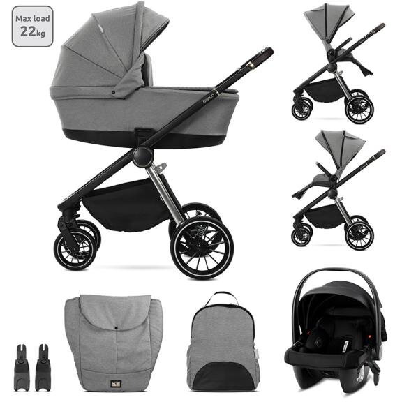 Carucior Set 3 in 1 Bianca Prevazut cu Sistem Anti-Reflux pana la 22 Kg Grey