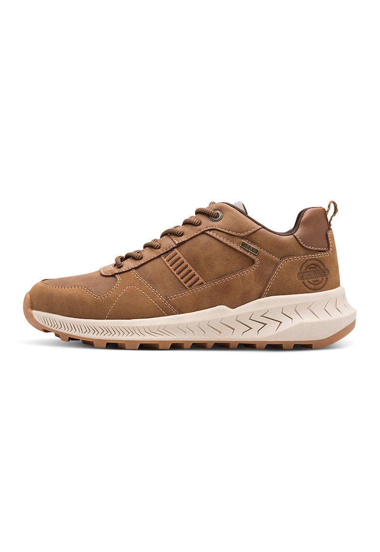 Pantofi sport de piele ecologica cu logo - Caramel