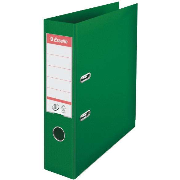 Biblioraft A4, plastifiat PP/PP, margine metalica, 75 mm, ESSELTE No. 1 Power - verde