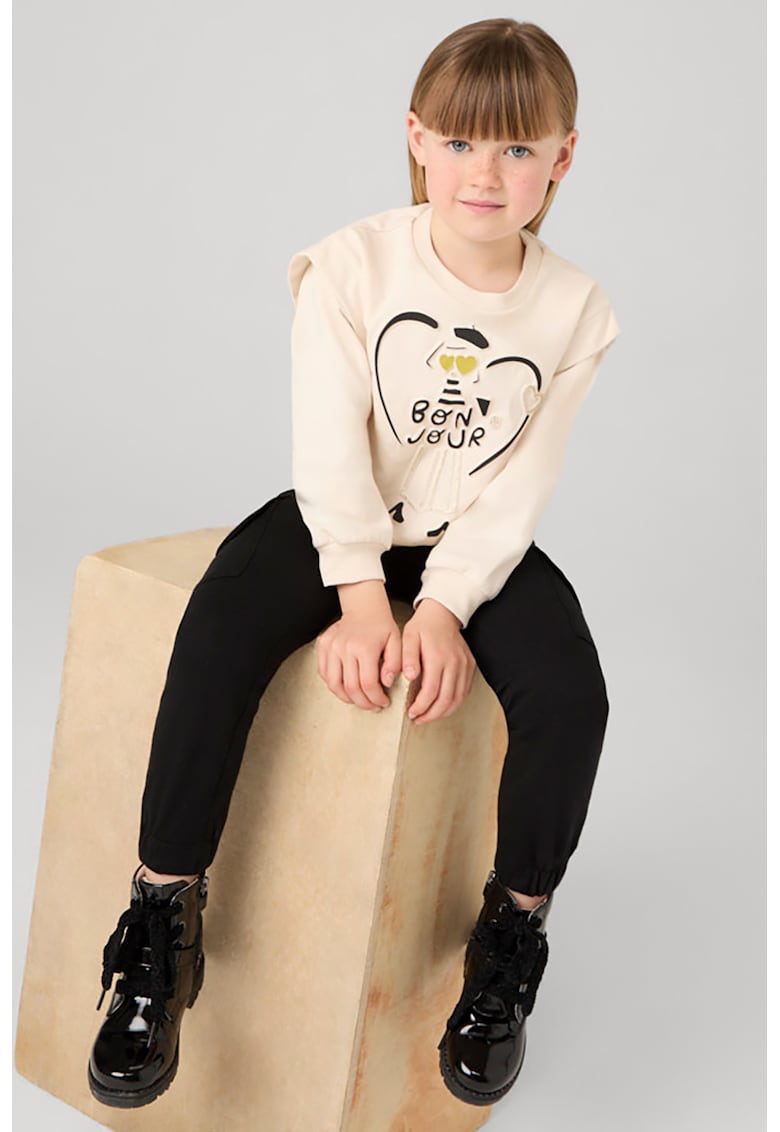 Trening de bumbac cu imprimeu - Alb/Negru