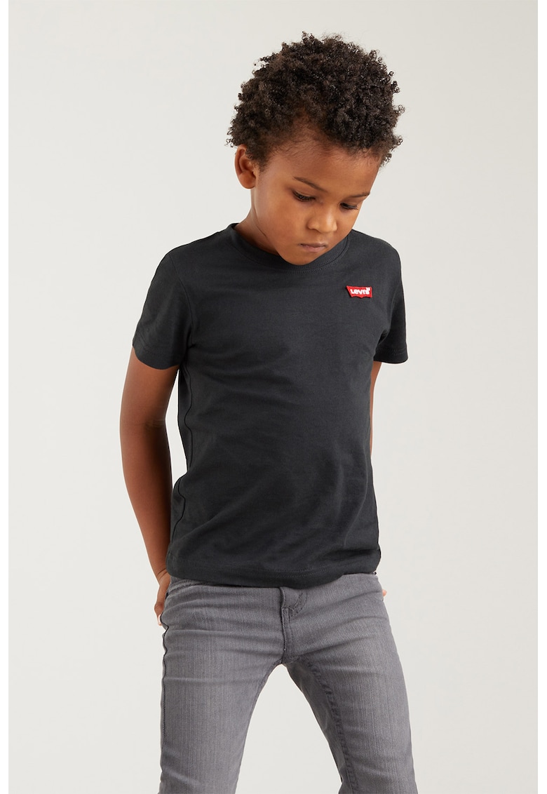 Tricou cu decolteu la baza gatului Batwing - Negru