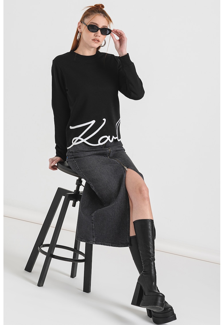 Bluza de trening cu decolteu la baza gatului Signature - Negru/Alb optic