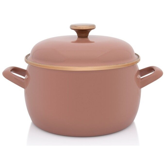 Oala cu Capac Mocha Mousse Email 7.5L Diametru 24CM Maro